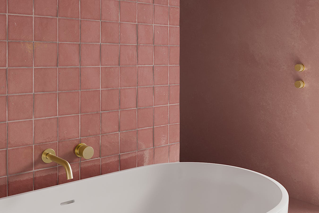 A beautiful tiled bath and surrounds.